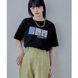 ブラック | etoll エトル フォトプリントオーバーサイズTシャツ | Fashion Letter