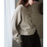 ベージュ | etoll エトル ポロ襟ショートニットカーディガン | Fashion Letter