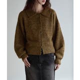 ブラウン | etoll エトル ポロ襟ショートニットカーディガン | Fashion Letter