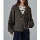 ブラウン | etoll エトル ウールミックスシャギーVネックカーディガン | Fashion Letter