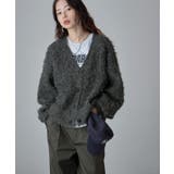チャコール | etoll エトル ウールミックスシャギーVネックカーディガン | Fashion Letter