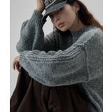 グレー | etoll エトル サイドラインスリーブミックスニットPO | Fashion Letter