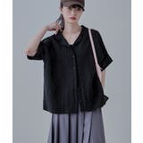ブラック | etoll エトル リラクシーオープンカラーシャツ | Fashion Letter