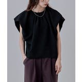 ブラック | etoll エトル バルーンフレンチスリーブタックブラウス | Fashion Letter