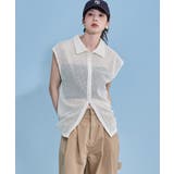 etoll エトル フレンチスリーブポロ襟メッシュニット | Fashion Letter | 詳細画像7