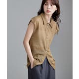 モカ | etoll エトル フレンチスリーブポロ襟メッシュニット | Fashion Letter