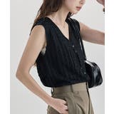 etoll エトル フリルストライプVネックトップス | Fashion Letter | 詳細画像3 