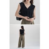 etoll エトル フリルストライプVネックトップス | Fashion Letter | 詳細画像5 