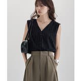 etoll エトル フリルストライプVネックトップス | Fashion Letter | 詳細画像6 