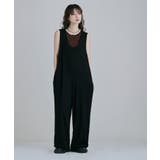 ブラック | etoll エトル リラクシーコットンリブロンパース | Fashion Letter