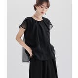 ブラック | etoll エトル オーガンジーレイヤードタックブラウス | Fashion Letter