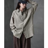 ベージュ | etoll エトル ウィンドウペンコットンチェックシャツ | Fashion Letter