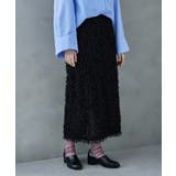 ブラック | etoll エトル ラメミックスフリンジタイトスカート | Fashion Letter