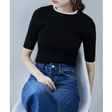 ブラック | etoll エトル リンガーネックリブニット | Fashion Letter