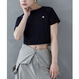 etoll エトル ハート箔プリントクロップドTシャツ | Fashion Letter | 詳細画像8