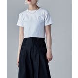 オフホワイト×シルバー | etoll エトル ハート箔プリントクロップドTシャツ | Fashion Letter