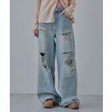 ブリーチ | etoll エトル ワイドシルエットクラッシュデニム | Fashion Letter