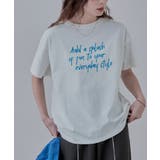オフ×ブルー | etoll エトル 手書き風ロゴデザインミドルTシャツ | Fashion Letter