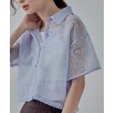 ブルー | etoll エトル 刺繍レースショートシャツ | Fashion Letter
