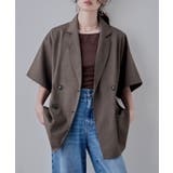 ブラウン | etoll エトル ヘザーエステルツイルハーフスリーブジャケット | Fashion Letter
