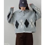 etoll エトル アーガイルポロ襟ニット | Fashion Letter | 詳細画像2 