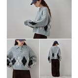 etoll エトル アーガイルポロ襟ニット | Fashion Letter | 詳細画像3 