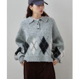 etoll エトル アーガイルポロ襟ニット | Fashion Letter | 詳細画像5 