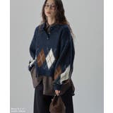 etoll エトル アーガイルポロ襟ニット | Fashion Letter | 詳細画像8 