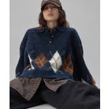 etoll エトル アーガイルポロ襟ニット | Fashion Letter | 詳細画像13 