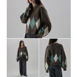 etoll エトル アーガイルポロ襟ニット | Fashion Letter | 詳細画像16 