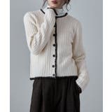 アイボリー | etoll エトル 配色ステッチニットカーディガン | Fashion Letter