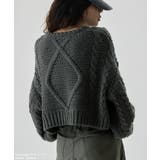 etoll エトル ケーブルデザインローゲージショートニット | Fashion Letter | 詳細画像14 