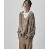 etoll エトル ケーブル編みVネックニット | Fashion Letter | 詳細画像4 