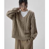 etoll エトル ケーブル編みVネックニット | Fashion Letter | 詳細画像5 