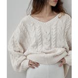 etoll エトル ケーブル編みVネックニット | Fashion Letter | 詳細画像13 