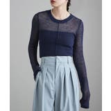 ネイビー | etoll エトル モヘアタッチセンターリンキングメッシュニット | Fashion Letter