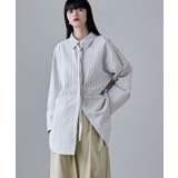 アイボリー | etoll エトル チェック柄ボウタイ付きオーバーシャツ | Fashion Letter