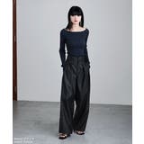 etoll エトル ウォッシャブルフェイクレザータックワイドパンツ | Fashion Letter | 詳細画像2 