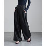 etoll エトル ウォッシャブルフェイクレザータックワイドパンツ | Fashion Letter | 詳細画像4 