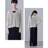 etoll エトル ミックスメッシュフリルヘムVネックカーディガン | Fashion Letter | 詳細画像6
