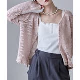 etoll エトル ミックスメッシュフリルヘムVネックカーディガン | Fashion Letter | 詳細画像18