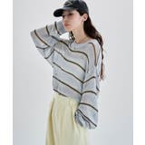 etoll エトル ボーダーメッシュニットプルオーバー | Fashion Letter | 詳細画像3 