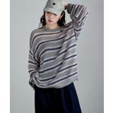 グレー | etoll エトル ボーダーメッシュニットプルオーバー | Fashion Letter
