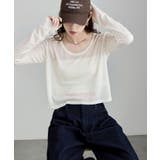 アイボリー | etoll エトル シアーフライスUネックロンT | Fashion Letter