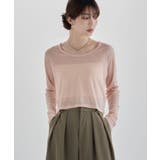 ピンク | etoll エトル シアーフライスUネックロンT | Fashion Letter