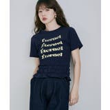 ネイビー | etoll エトル シャーリングコンパクトロゴTシャツ | Fashion Letter