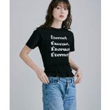 ブラック | etoll エトル シャーリングコンパクトロゴTシャツ | Fashion Letter