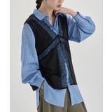 etoll エトル アイラッシュレースVネックサテントップス | Fashion Letter | 詳細画像3 