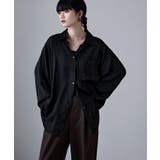 ブラック | etoll エトル レーススリーブメルティングオーバーシャツ | Fashion Letter