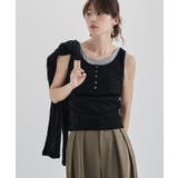 ブラック | etoll エトル レイヤード風配色カップインタンクトップ | Fashion Letter